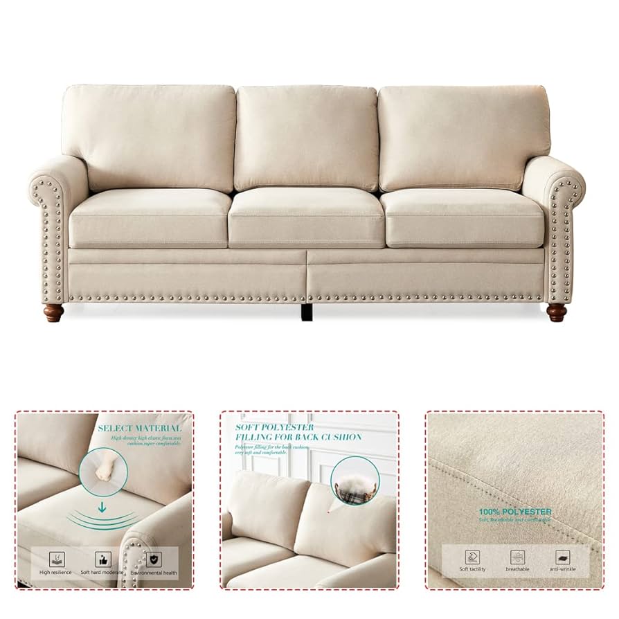 【うおやま】FK SOFA TRIM 3-SEATER Free Shipping! Aukfa 3 Seater Modern Velvet Sofa Set, Blue